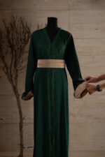 قفطان مغربي بلون أخضر غامج - Image 2
