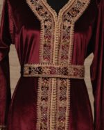 قفطان مغربي مخمل بلون عنابي - Image 4