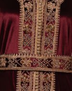 قفطان مغربي مخمل بلون عنابي - Image 2
