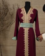 قفطان مغربي بلون أحمر عنابي - Image 5